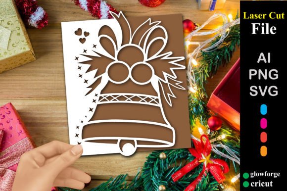 3D SVG Christmas Bell Papercut Card