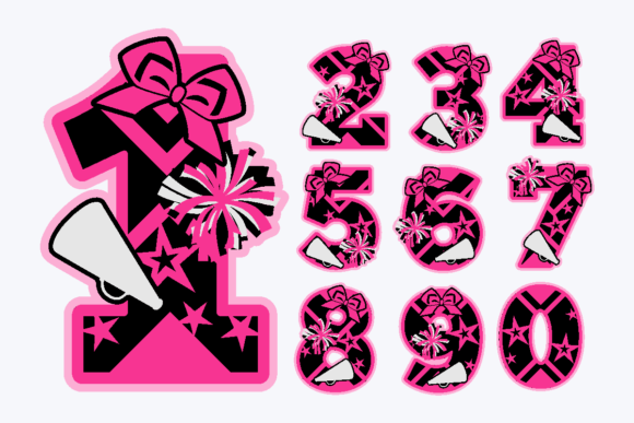 Cheerleader Party Numbers: 3D SVG Shapes