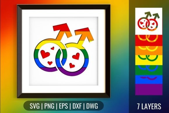 Gay Pride Shadowbox SVG: 3D SVG for Shadow Boxes