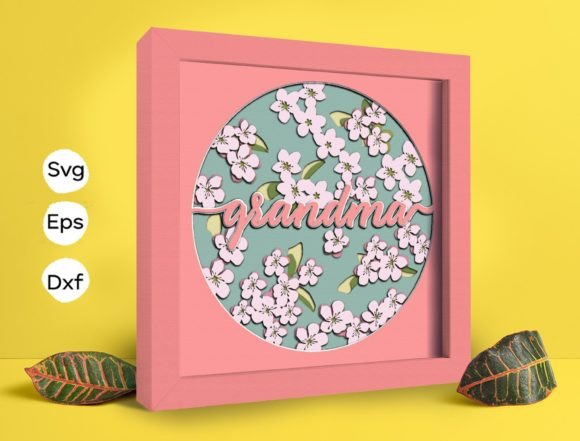 Grandma Peach Blossom 3D SVG Shadow Boxes