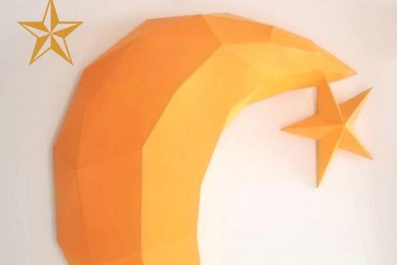 Half Moon and Star on Wall Paper Sculpture: A 3D SVG Objects Review