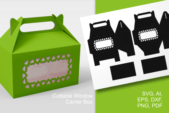 Hearts Border Windows Carrier Gift Box: 3D SVG Shapes