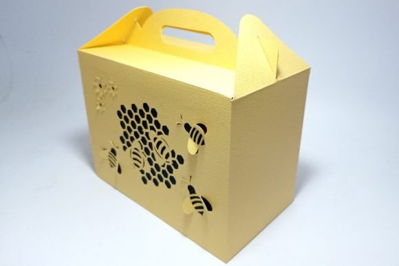 Honeycomb and Bees Gable Box 3D SVG