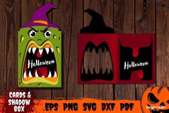 Monster Pop Up Card Template 3D SVG