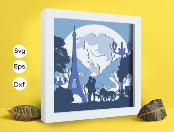 Paris Papercut 3D SVG for Shadow Boxes