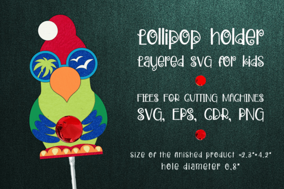 Parrot Christmas Lollipop Holder 3D SVG