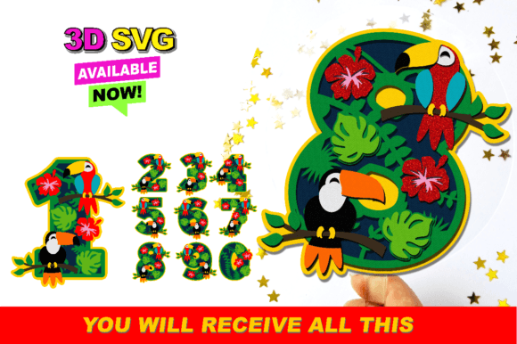 Toucan Numbers 3D SVG Shapes